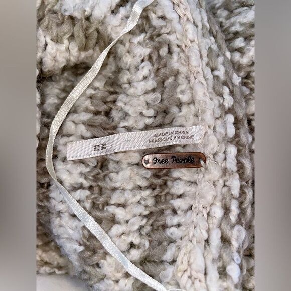 Free People Engineer Stripe Cowl Neck Sweater, Cream, Neutral Beachy Size M - Picture 3 of 5